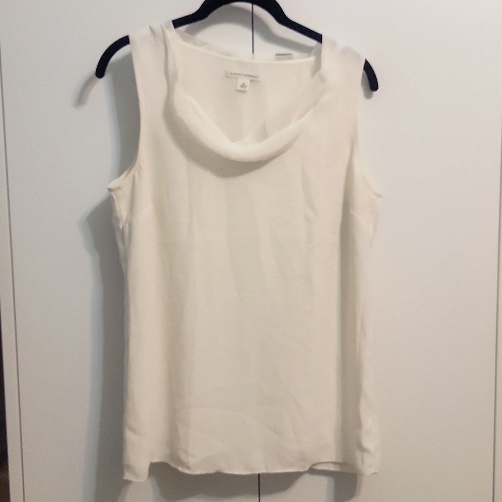 Banana Republic White/Cream Double Layer Blouse with Flowy Collar
